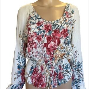 BILLABONG WOMEN'S FLORAL LONG SLEEVE BLOUSE      SIZE XS